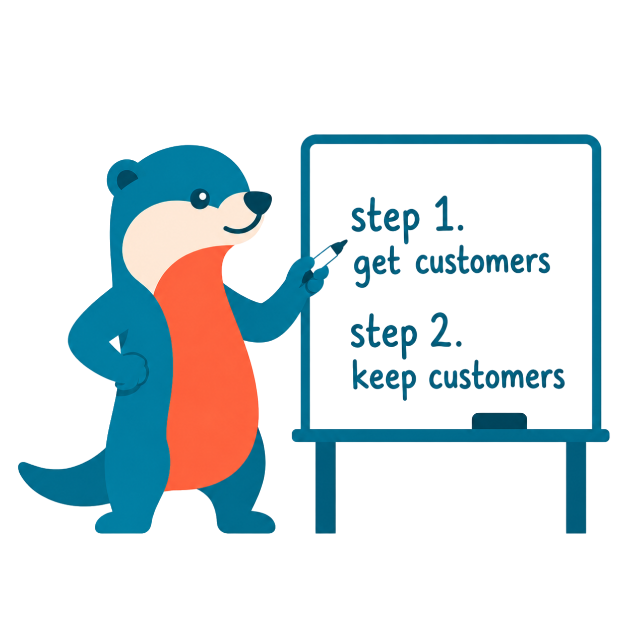 Sliq otter at a whiteboard
